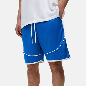 Shorts Bermuda Sportifs Bleus Unis pour Hommes à Séchage Rapide avec Cordon de Serrage Taille Mi-Haute en Polyester Tissé - Product Image 4