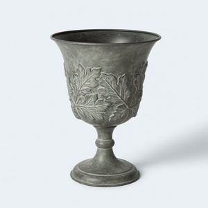 Maceta de Aluminio Fundido Estilo Antiguo con Relieve de Hojas, 48 cm, para Jardín, Hotel, Decoración de Paisajes - Product Image 1