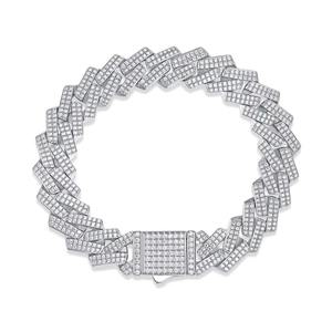 Pulsera de Diamantes Geométricos de Lujo, Plata 925 con Engaste Pavé, Diseño de Cadena para Uso Diario Unisex - Product Image 3