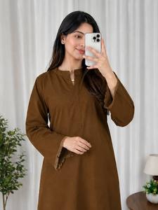 Women Brown Cotton <b>Kurti</b> With Heart Print Palazzo Set Casual Loose Fit Ankle Length <b>Indian</b> Pakistani Style All Seasons Wear - Product Image 3