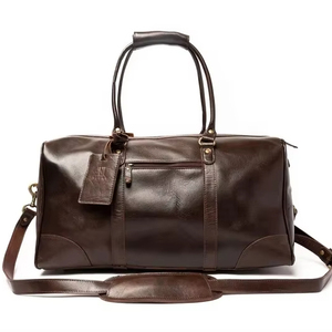 กระเป๋าหนังแท้ทรงดัฟเฟิล สไตล์เรียบง่าย สำหรับเดินทางช่วงสุดสัปดาห์  ขนาดใหญ่  น้ำหนักเบา  แบบวินเทจ  พร้อมซิป  รุ่น LDB-0258 - Product Image 1