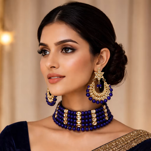 Indian Royal Kundan Gold Plated Bridal Engagement Wedding Anniversary Party Women's Ethnic Zinc Alloy Traditional Necklace Sets - Product Image 1