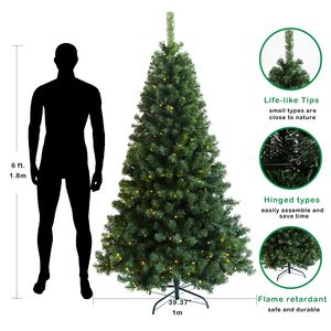 Albero di Natale Artificiale Pre-Illuminato da 180 cm con Supporto Pieghevole, Albero Natalizio con Articolazioni - Product Image 2