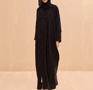 Luxurious Women Kaftan Abaya Dress Handmade Turkish Floor Length Long Sleeve Soft Breathable Polyester Floral Loose Fit - Product Image 3