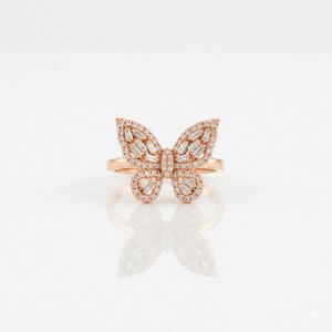 แหวนแฟชั่นผู้หญิง VB-545SR แหวนผีเสื้อประดับเพชรแล็บโกรว์ ทองคำแท้ 10K 14K ขายส่ง ของขวัญสำหรับเธอ แหวนสวยโดดเด่น - Product Image 3