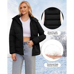 Abrigos de Invierno Ligeros para Mujer 2025, Chaqueta Acolchada Impermeable con Capucha Desmontable, Acolchado Grueso y Cálido para Invierno - Product Image 2