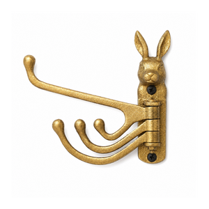 Decorative Rabbit Brass Foldable Wall <b>Hook</b> Vintage Wall Mounted Swivel Coat <b>Hook</b> Heavy Duty Key <b>Towel</b> Bag Hanger Home Organizer - Product Image 1