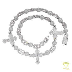 Élégante chaîne à maillons croisés en argent sterling 925 avec diamants moissanite, bijoux de luxe hip-hop pour la vente en gros - Product Image 4