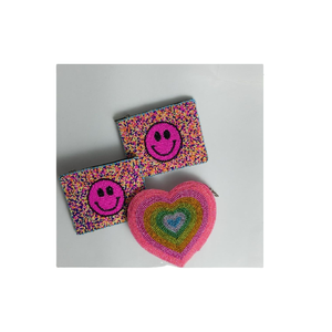 BY MULTI CRAFT Popular Classic Coin Pouch Handmade Beaded Coin Purse with Detachable <b>Ring</b> for Gameday Money Storage and Cards - Product Image 5