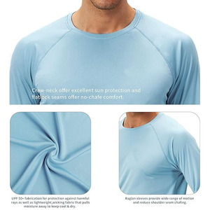 Camiseta Deportiva Personalizada al por Mayor, Transpirable, con Logotipo Personalizado, Manga Larga, Color Azul Claro, para Compradores al por Mayor - Product Image 5