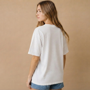 เสื้อยืดคอวีทรงหลวมสำหรับผู้หญิงไซส์ใหญ่ ผ้าฝ้ายปักลายเรียบง่าย สไตล์ลำลอง สตรีทแฟชั่น แขนสั้น เป็นมิตรต่อสิ่งแวดล้อม - Product Image 4