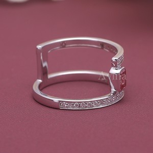 IGI Certified Fancy Pink Lab Grown Diamond Spiral <b>Open</b> <b>Ring</b> 18K Gold Emerald Cut Diamond Wrap <b>Ring</b> - Product Image 4