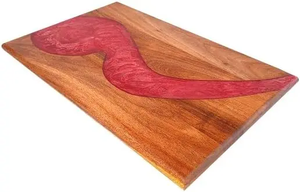 Planche à découper rectangulaire en bois et résine FAIZA CRAFT avec incrustation de résine époxy rouge, compatible lave-vaisselle pour la cuisine - Product Image 5