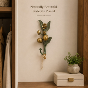 Decorative Lemon Branch Wall Hook Antique Brass Green Metal Wall Mounted Coat Key Towel <b>Holder</b> Botanical Home Decor Organizer - Product Image 2