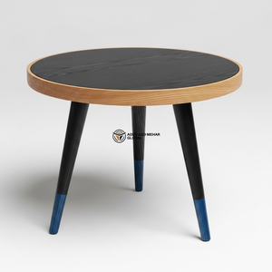 Tabouret Meena noir peint à la main – Table d'appoint en bois design pour la décoration intérieure - Product Image 6