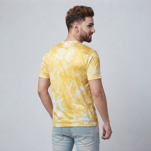 Camisetas Amarillas para Hombre con Efecto Desgastado por el Sol, Camiseta de Manga Corta con Cuello Redondo, Corte Regular, Estilo Casual Urbano, Camiseta Vintage con Lavado Ácido - Product Image 6