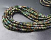 Perles d'opale éthiopienne noire naturelle multi-éclats, opale de forme ronde lisse, environ. 8MM à 5MM, longueur de 16 pouces