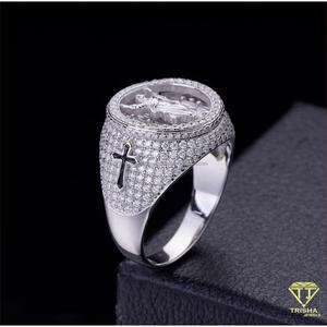 Premium 925 Sterling <b>Silver</b> Lab Grown Diamond Religious Figure <b>Ring</b> With Sparkling Stone Details For <b>Men</b> Wholesale Resellers - Product Image 4