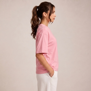 Camiseta de Mujer con Estampado Puff, Informal, de Algodón, Diseño Gráfico Moderno, Corte Holgado, Ligera, Elegante, para Uso Diario - Product Image 3