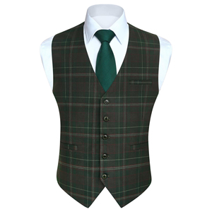 Chaleco formal de tartán a cuadros para hombre, ajuste slim, con hebilla ajustable en la espalda, diseño clásico para bodas y oficina. - Product Image 2