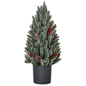 Albero di Natale Artificiale Miniatura Non Illuminato da 18 Pollici con Effetto Neve, Pigne e Bacche, Decorazione Natalizia da Tavolo - Product Image 3