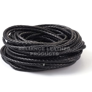 Cordon en cuir tressé rond noir brillant de 3 mm de qualité professionnelle pour la fabrication de bijoux, épaisseur uniforme, fourniture pour la fabrication professionnelle - Product Image 4