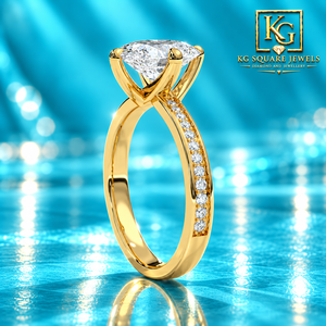 Bague solitaire en or jaune ovale avec diamant de laboratoire certifié IGI, pureté VVS, pour femme - Product Image 3