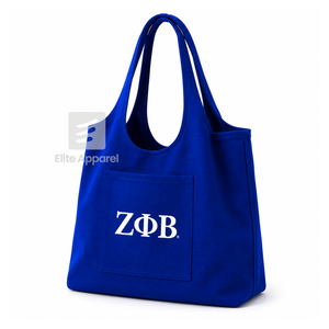 Custom Zeta Phi Beta Sorority Tote bag Blue and White Embroidered Logo Daily Use <b>Large</b> Capacity Canvas Tote bag for female - Product Image 2