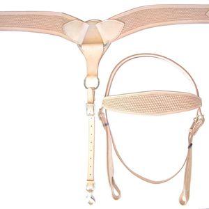 Hand <b>Tooled</b> Genuine <b>Leather</b> Western Horse Tack Set Headstall Breast Collar Natural Double Layer Premium Durable Equestrian Gear - Product Image 4