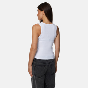 Top Corto Blanco de Punto para Mujer, Cuello Redondo, Color Sólido, Estilo Minimalista - Product Image 2