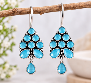 Pendientes Colgantes de Plata Oxidada con Ónix Negro y Engaste de Bisel Estilo Bohemia para Mujer, Ideales para Fiestas, Fabricante con Garantía Comercial - Product Image 1
