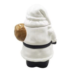 White Glazed <b>Ceramic</b> Santa Claus Figurine Storage Holder Elegant Holiday Tabletop Decoration Porcelain Christmas Candy Organizer - Product Image 2