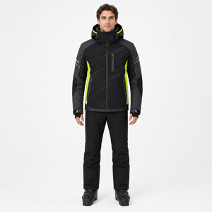 <b>Waterproof</b> Men's Ski <b>Jacket</b> with Zipper Front Logo Hooded for Technology Color Blocked Design Breathable Outdoor Wear - Product Image 4
