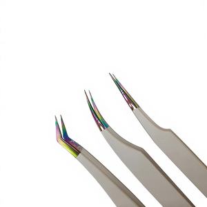 Pinzas para pestañas de volumen con punta de fibra y agarre de fibra, de acero inoxidable, personalizables con marca privada, para extensión de pestañas - Product Image 4