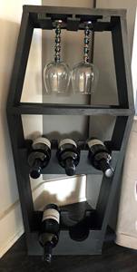 Estante minimalista de madera para vinos con soporte para copas, adecuado para sala de estar, cocina, área de invitados y exhibición en el bar del hogar. - Product Image 4