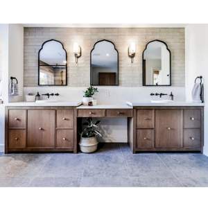 Meuble de salle de bain flottant moderne personnalisé JY Project pour hôtel, avec vasque simple/double, en panneau mélaminé, à poser au sol - Product Image 5