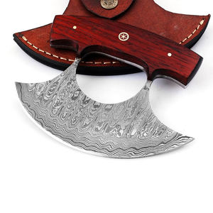 Couteau à pizza industriel en acier Damas de haute qualité, personnalisable avec logo, antidérapant, manche en bois, support OEM - Product Image 3