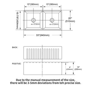 Lavello da Cucina a Doppia Vasca in Ceramica Bianca da 33 Pollici con Rubinetto, Stile Farmhouse - Product Image 3