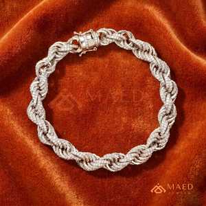Silver <b>Rope</b> Link <b>Bracelet</b> Moissanite Fine Chain Link <b>Bracelet</b> Fashion Jewelry Daily Wear Gift Style Miami Chicago Buyers - Product Image 1