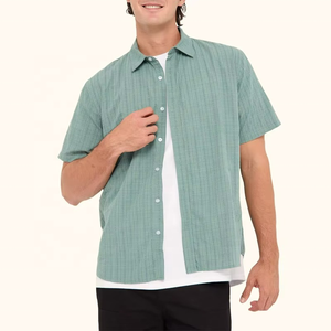 Nouveauté Chemises à carreaux pour hommes à manches courtes Boutons sur le devant Chemise avec logo personnalisé Chemises décontractées - Product Image 3