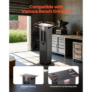Supporto per smerigliatrice da banco resistente 28x17 cm con morsetto, piedistallo da pavimento e porta-mole, piastra di montaggio durevole - Product Image 2