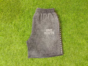 Pantalones cortos bordados con parche de lavado ácido para hombres, ropa de calle gruesa con cordón Vintage, apliques para el sudor - Product Image 6