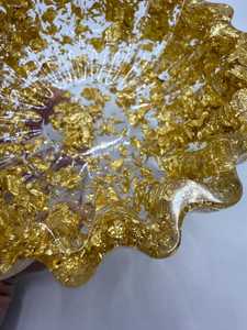 Cuenco de Resina Royal Gold Flake Bowl Imperial Gold Luxe Dish Golden Treasure Regal Shine Art Bowl Pure Gold Essence Platter - Product Image 3