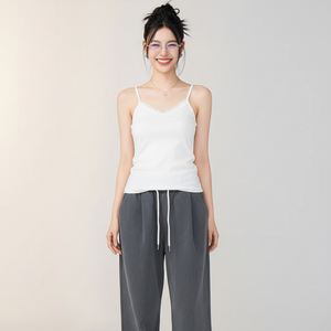 เสื้อกล้ามถักลูกฟูกแต่งลูกไม้สำหรับผู้หญิง ขายส่ง สายเดี่ยวปรับได้ ระบายอากาศ แห้งเร็ว นุ่ม ยืดหยุ่น - Product Image 1