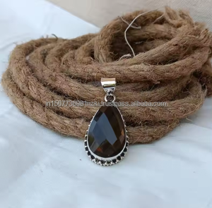 Colgante de Plata de Ley 925 de cuarzo ahumado Natural ahumado facetado hecho a mano plata piedra preciosa colgante collar Unisex colgante regalo - Product Image 3