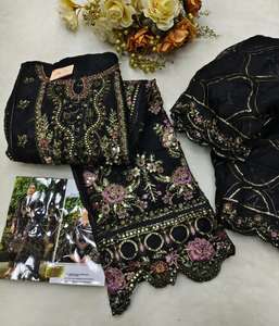 ผ้าโปร่งที่สง่างามและมีสไตล์สไตล์ชอลวาร์ Kameez ผ้าถักลายด้านล่างเย็บปะติดสำหรับงานปาร์ตี้ - Product Image 5