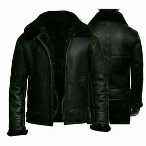 <b>Men's</b> <b>Black</b> Shearling Collar Zipper Jacket Winter Plush Lined <b>Coat</b> <b>Long</b> Sleeve Solid - Product Image 5