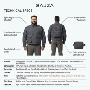 Blouson de chasse modulaire technique en nylon personnalisé OEM pour homme, imperméable, coupe-vent, régulation thermique, style brutale, techwear - Product Image 5