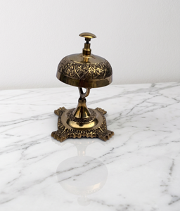 Handmade Vintage Gold Brass Desk <b>Bell</b> Round <b>Service</b> <b>Bell</b> for Hotel Office Home Decor - Product Image 1