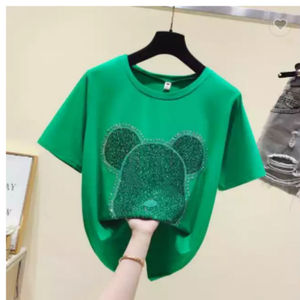 Women elegant rhinestone graphic <b>t</b> <b>shirts</b> fashionable <b>sparkly</b> shiny crystal embellished bling tops daily wear - Product Image 3